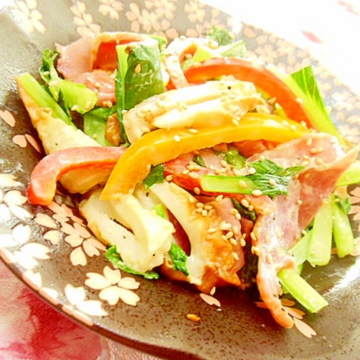 ❤彩り野菜とベーコンと竹輪のマヨカレー炒め❤